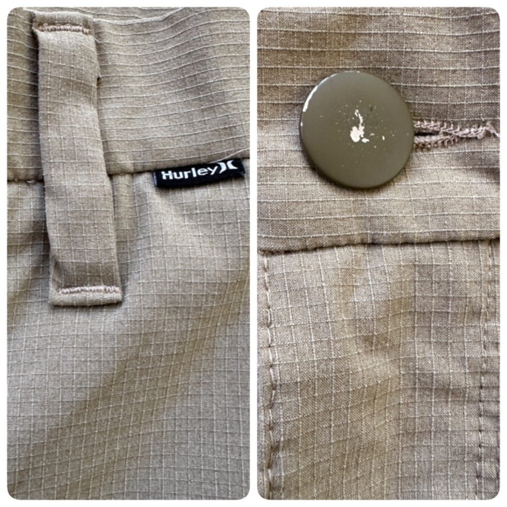 Hurley khaki cream men's shorts size 30 lightweight zip fly with pockets - Picture 14 of 16
